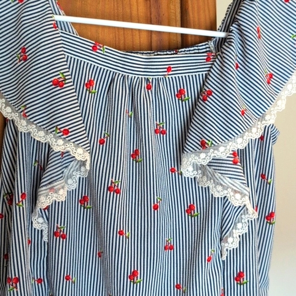 Monteau Striped Cherry-Print Top - Picture 4 of 6